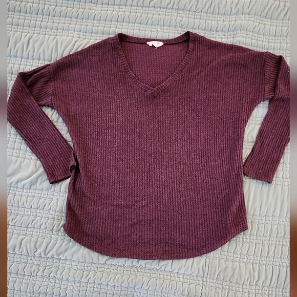 Korye Purple Waffle Knit Top Size Medium - Picture 1 of 4